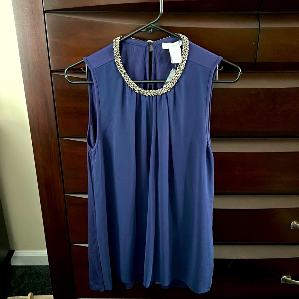 Blue tank with studded collar
